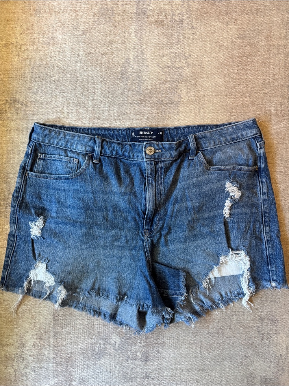 Hollister Women’s Ultra High Rise Mom Shorts - Dark Blue Wash
